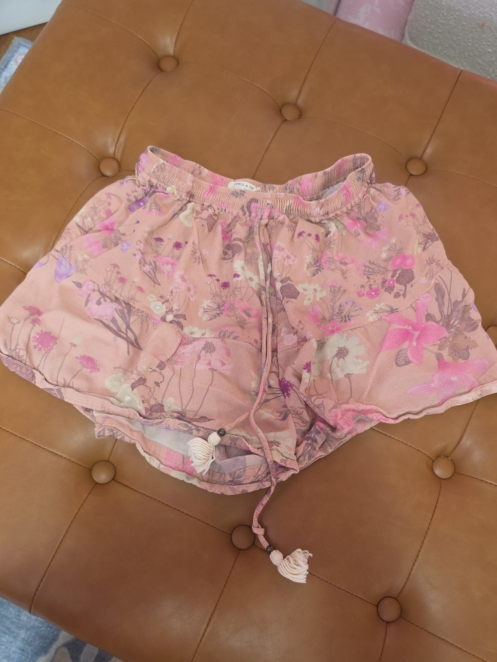 S Spell Wildbloom Pink Floral Drawstring Shorts